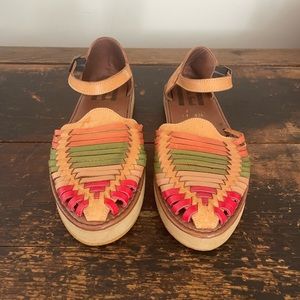Mexican Leather Huarache Sandals with 1” platform, Cultura Imports